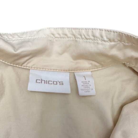 Chico's Jacket Size 1 M Pale Yellow Full Zip Pockets Lightweight Summer - Picture 5 of 12